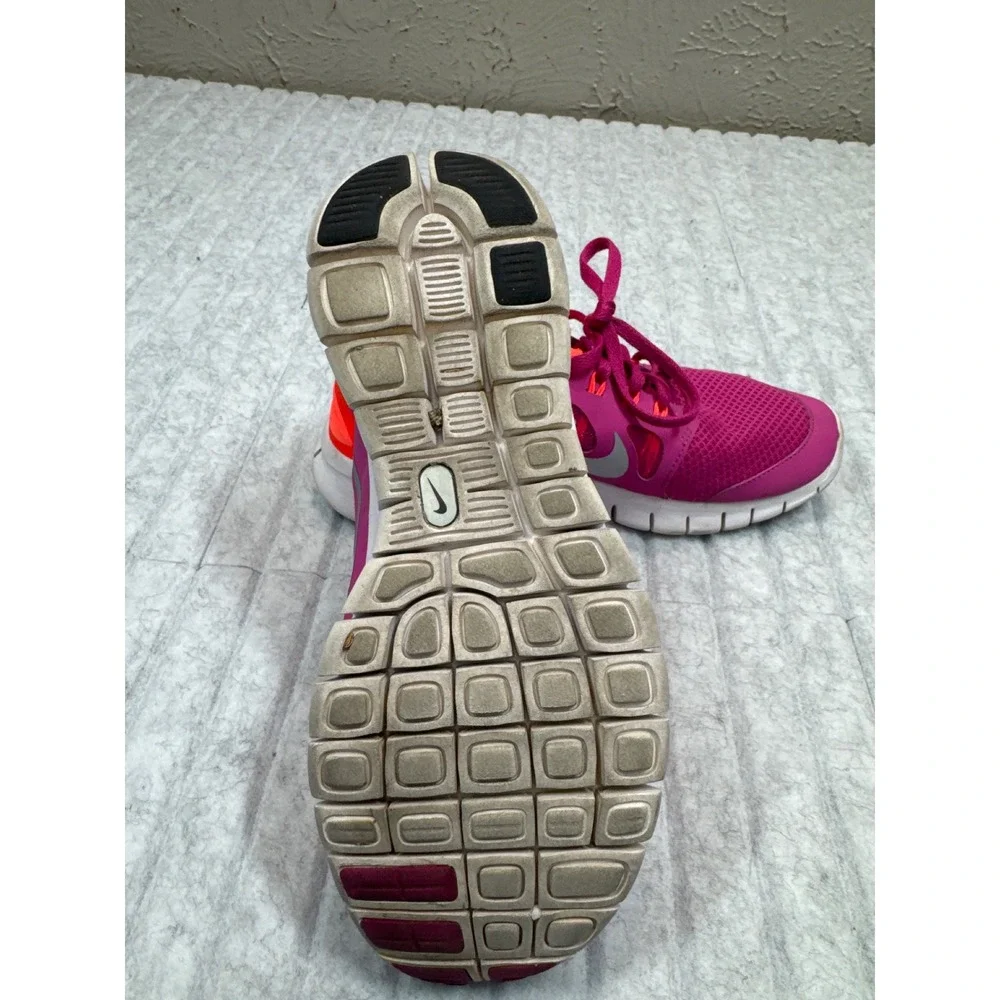 Nike Free 5.0 GS Pink Orange Silver Running Shoes 580565-600 Youth 6Y Womens 7.5